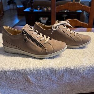 Women's Taupe Athletic Shoes with Side Zipper